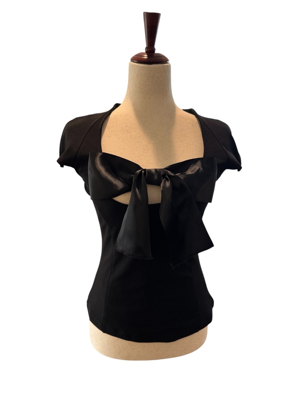 Black Bow-Front Short Sleeve Women’s Top S-L designer inspired